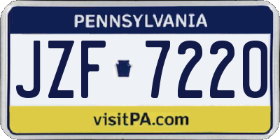 PA license plate JZF7220