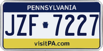 PA license plate JZF7227