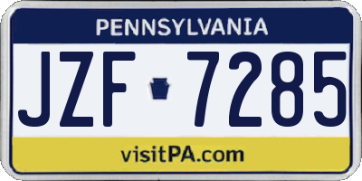 PA license plate JZF7285
