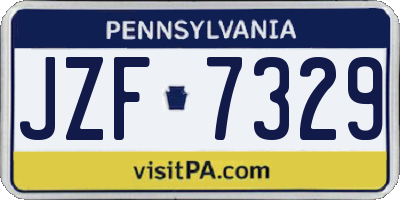 PA license plate JZF7329