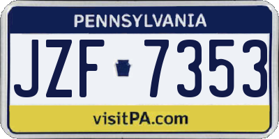 PA license plate JZF7353