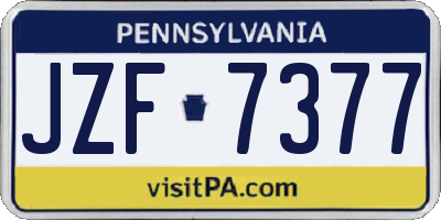 PA license plate JZF7377