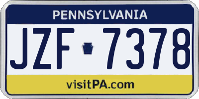 PA license plate JZF7378