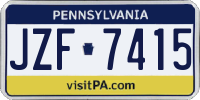 PA license plate JZF7415