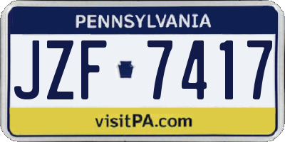 PA license plate JZF7417