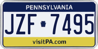 PA license plate JZF7495