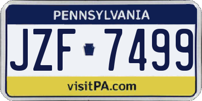 PA license plate JZF7499