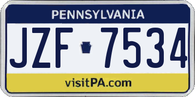PA license plate JZF7534