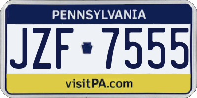 PA license plate JZF7555
