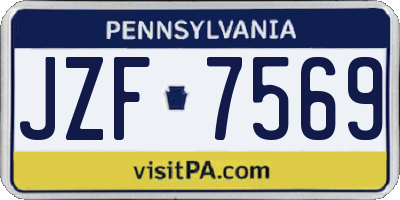 PA license plate JZF7569