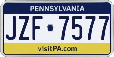PA license plate JZF7577