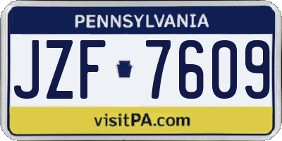 PA license plate JZF7609