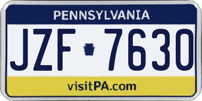 PA license plate JZF7630