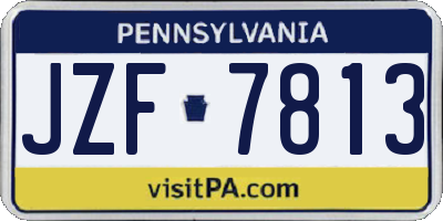 PA license plate JZF7813