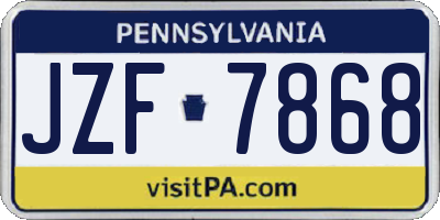 PA license plate JZF7868