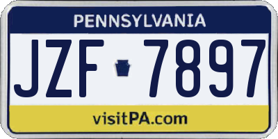 PA license plate JZF7897