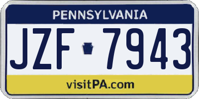 PA license plate JZF7943