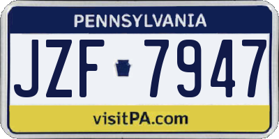 PA license plate JZF7947