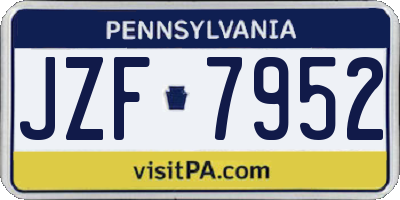 PA license plate JZF7952