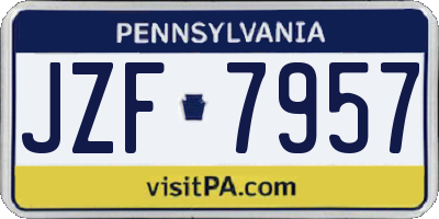 PA license plate JZF7957