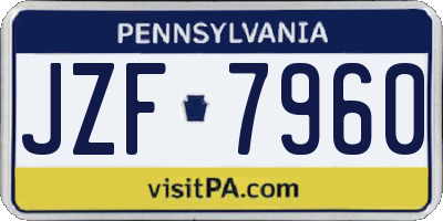 PA license plate JZF7960