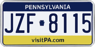 PA license plate JZF8115