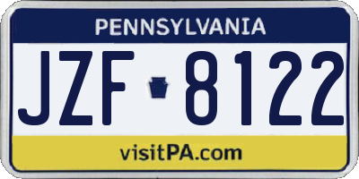 PA license plate JZF8122