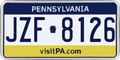 PA license plate JZF8126
