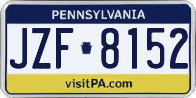PA license plate JZF8152