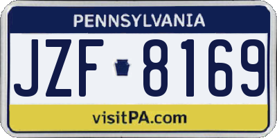 PA license plate JZF8169