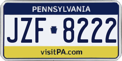 PA license plate JZF8222