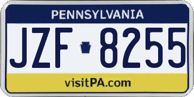 PA license plate JZF8255