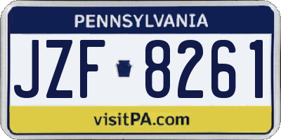 PA license plate JZF8261