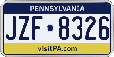 PA license plate JZF8326