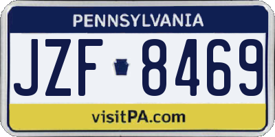 PA license plate JZF8469