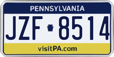 PA license plate JZF8514