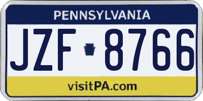 PA license plate JZF8766