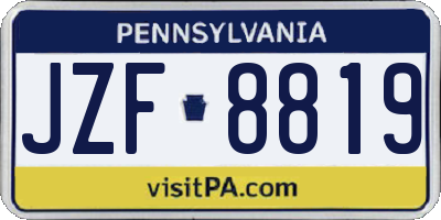 PA license plate JZF8819