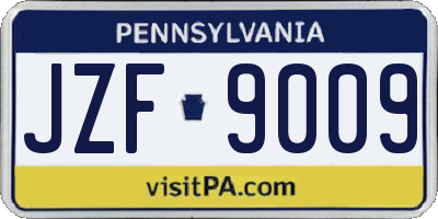 PA license plate JZF9009