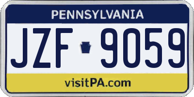 PA license plate JZF9059