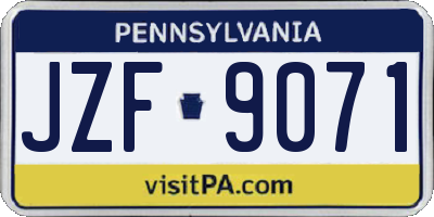 PA license plate JZF9071