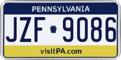 PA license plate JZF9086