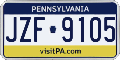 PA license plate JZF9105