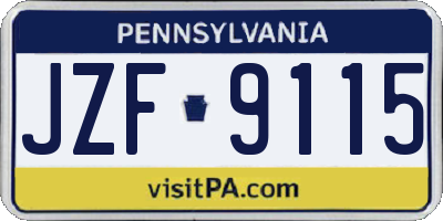 PA license plate JZF9115