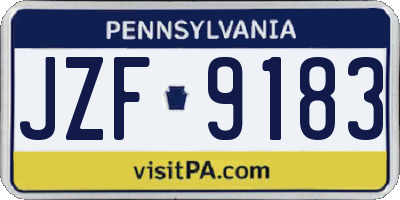 PA license plate JZF9183