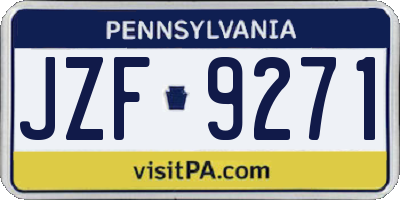 PA license plate JZF9271