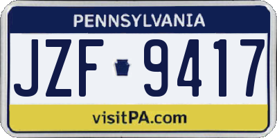 PA license plate JZF9417