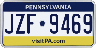 PA license plate JZF9469