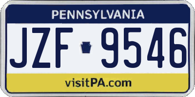 PA license plate JZF9546
