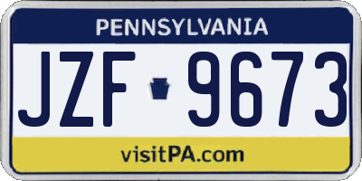PA license plate JZF9673